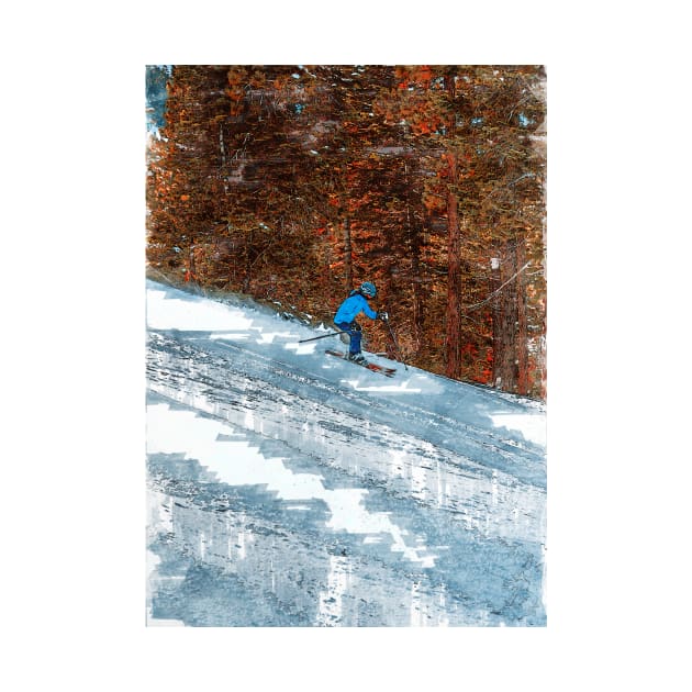 Skiing Fast Abstract by ColortrixArt