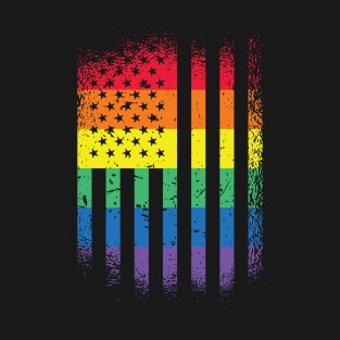 Pride American Flag Rainbow Flag T-Shirt