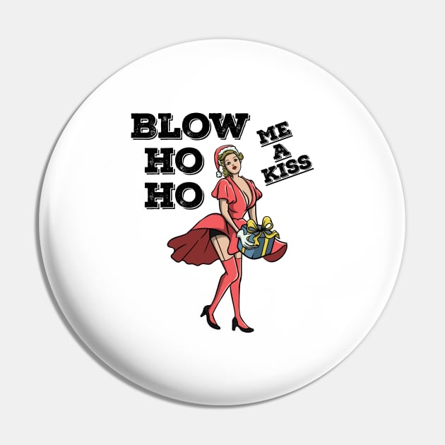 Blow Ho Ho Me A Kiss Sexy Christmas Pin Up 50s Santa Claus Pin by TellingTales