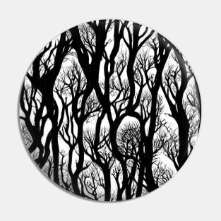 Psychedelic dark forest branches, black mood Pin