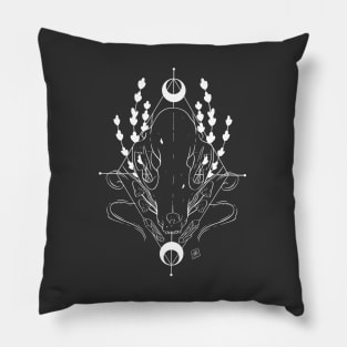 Raccoon Skull and Botanicals Pillow