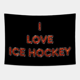 I Love Ice Hockey - Orange Tapestry