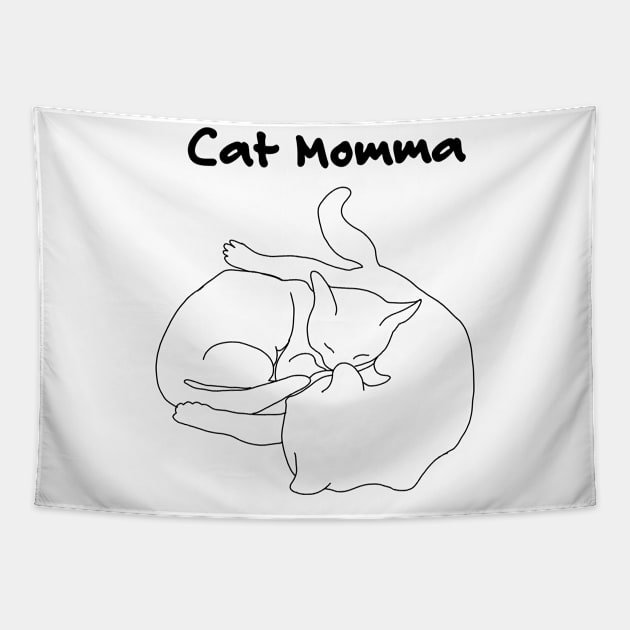 Cat Mamma- Simple Cat Doodle Tapestry by PurposelyDesigned