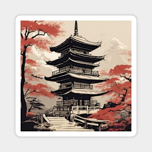 pagoda japanese type art style Magnet