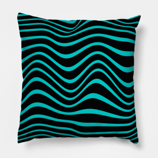 Light Blue and Black Waves Pillow