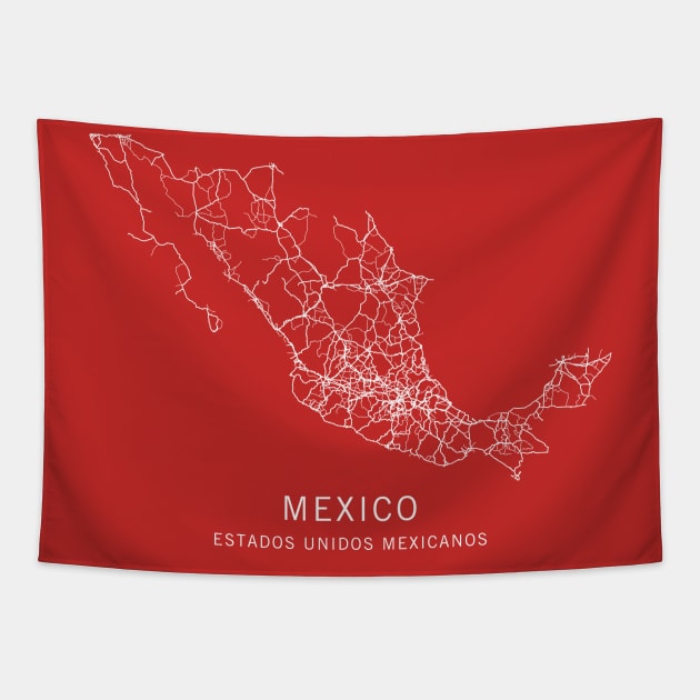 Mexico Road Map Tapestry by ClarkStreetPress