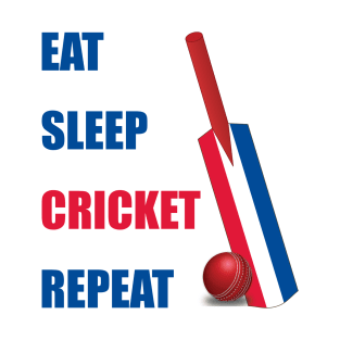 Eat Sleep Cricket Repeat Netherlands Flag Cricket Bat T-Shirt