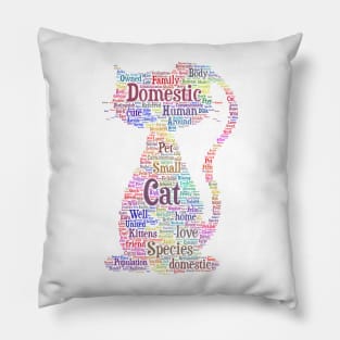 Cat Kitten Silhouette Shape Text Word Cloud Pillow