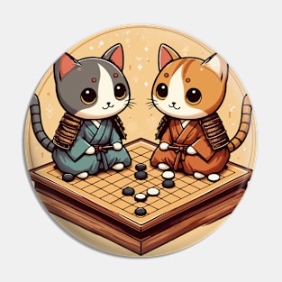 Kawaii cat samurais go board game baduk Pin