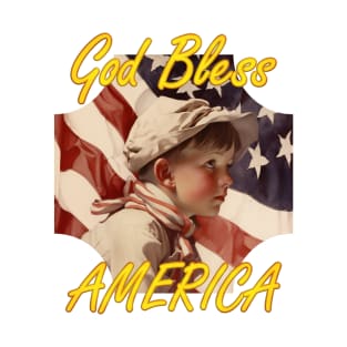 God Bless America, Child and Flag T-Shirt