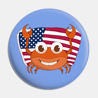 Crab with the American flag USA Pin