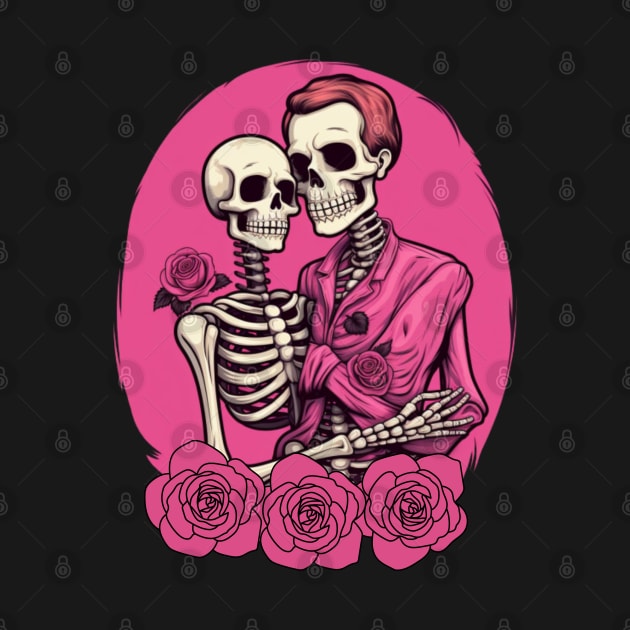 Preppy Skeleton, valentines day, pink skull by Pattyld