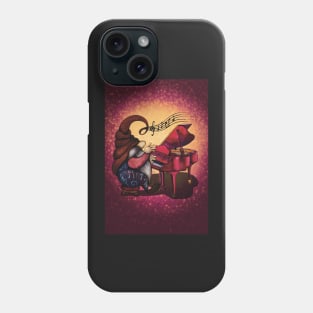 Cute hippie gnome playing music on the piano Phone Case