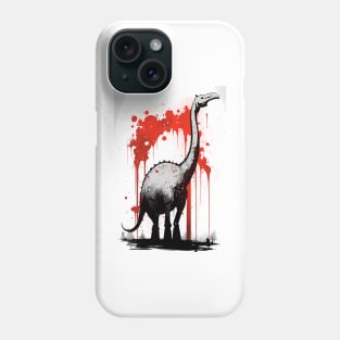 Brontosaurus Ink Painting Black and White and Red Phone Case