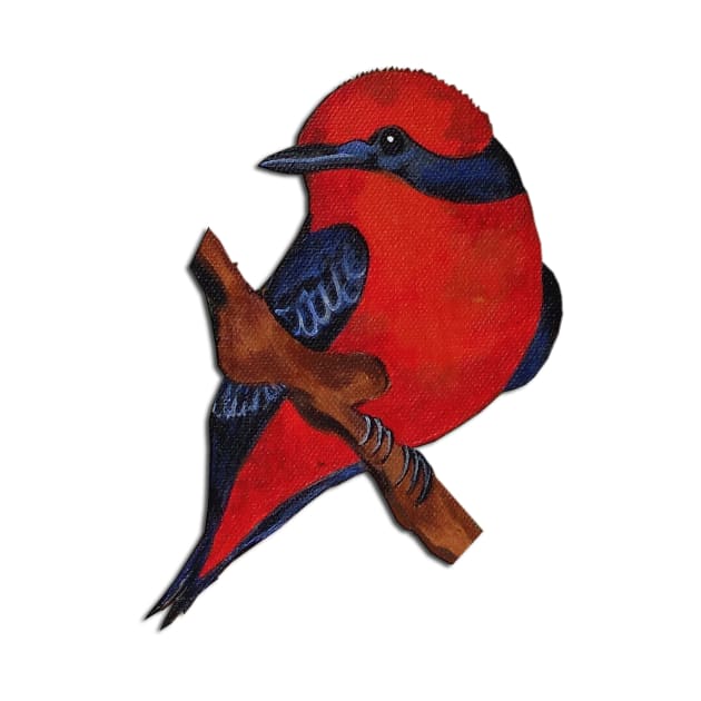 Vermilion Flycatcher cute bird by PaintingsbyArlette