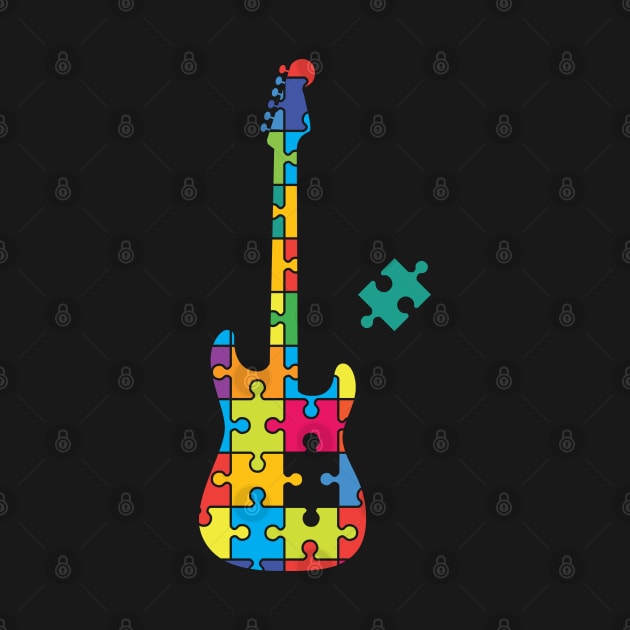 Color Puzzle S-Style Electric Guitar Silhouette by nightsworthy