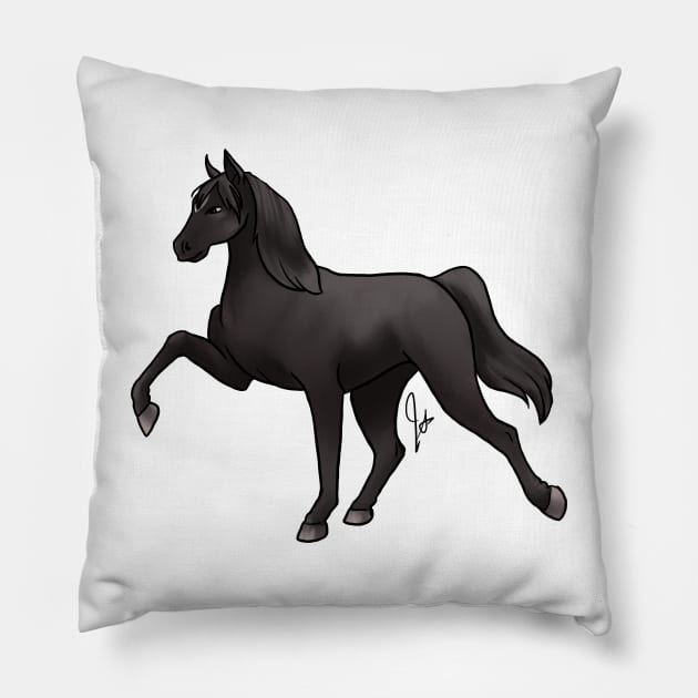 Horse - Tennessee Walker - Black Pillow by Jen's Dogs Custom Gifts and Designs