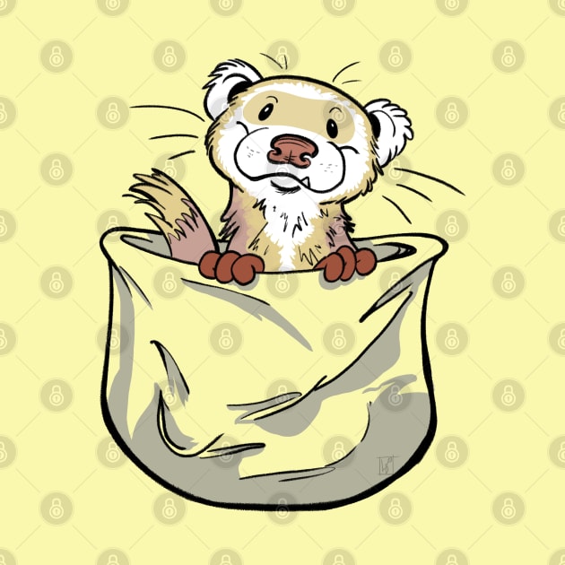 Ferret Pocket Funny Cute White Tan Fur by Lael Pagano