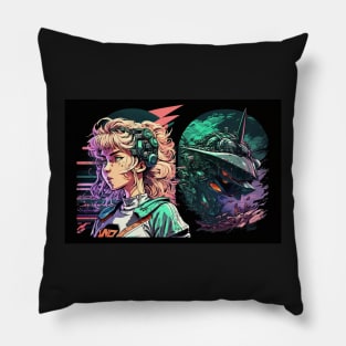 Futuristic Tech Cyberpunk Anime Girl Robot Pillow