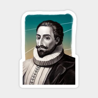 Spanish writer Miguel de Cervantes illustration Magnet