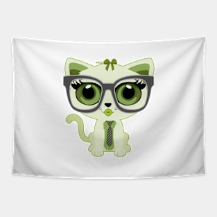 Kitten Nerd - Green Tapestry