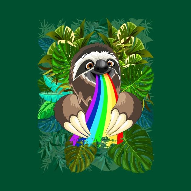 Sloth Spitting Rainbow Colors by BluedarkArt