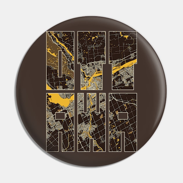 Ottawa, Ontario, Canada City Map Typography - Pastel Pin by deMAP Studio