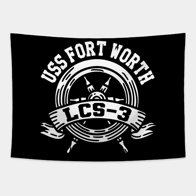 Uss Fort Worth Lcs-3 Ship Helm Wheel Tapestry by BramCrye