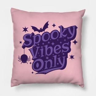 Spooky Vibes Only Retro Purple Halloween Pillow