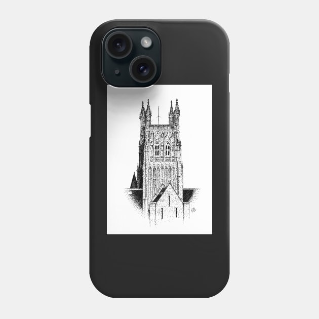 Worcester Cathedral - Stipple Drawing Phone Case by adam-bullock