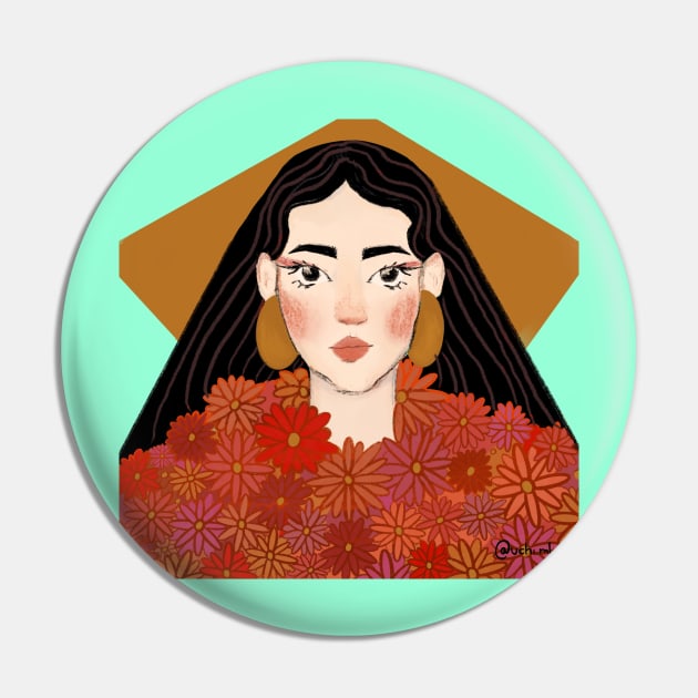 Ilustración de mujer con vestido florar por uchi Pin by uchix