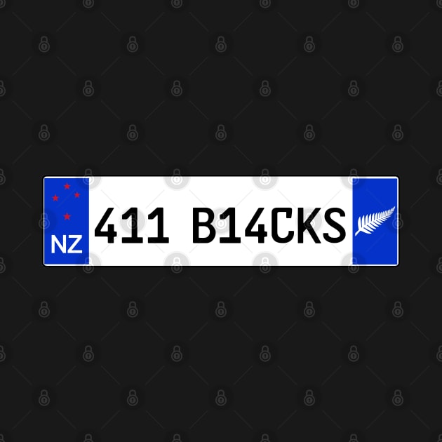 New Zealand All Blacks car license plate by Travellers