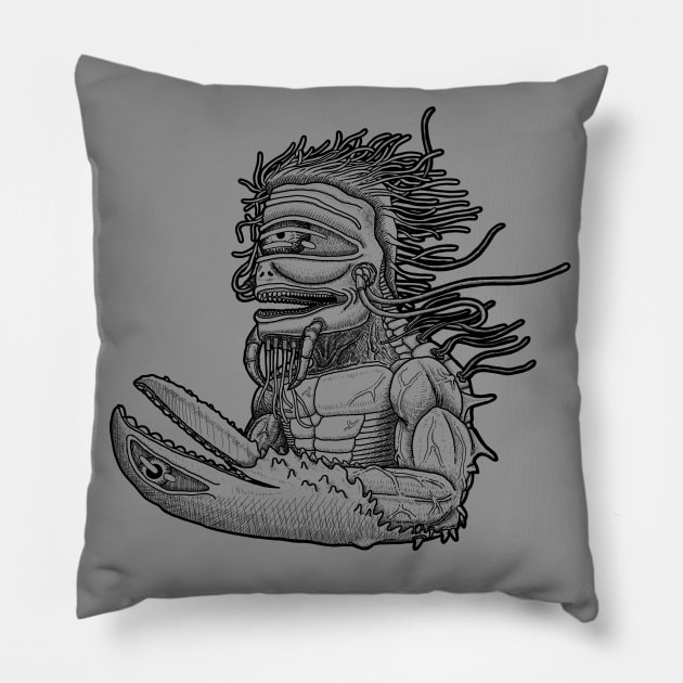 Lobster Monster (Lines Only) Pillow by samualweinberg