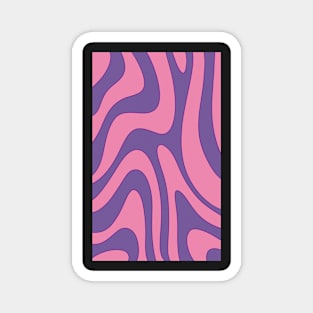 Abstract curved lines in dark pink and purple color in retro style Magnet