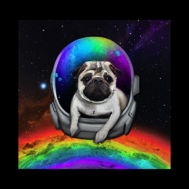 Rainbow Astronaut Pug by Oviseon