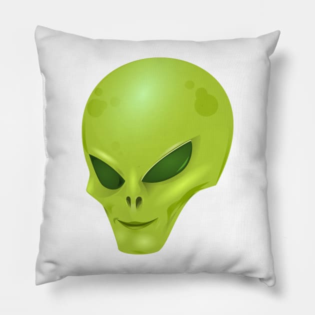 Green Alien Pillow by skycloudpics