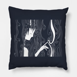 Stylized Woman Profile - white Pillow