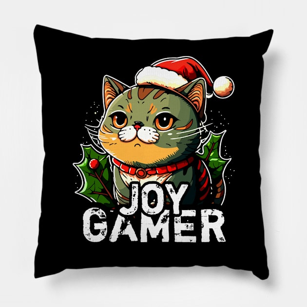 Cute Christmas Cat Pillow by MaystarUniverse