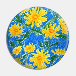 Yellow flowers on a blue background Pin