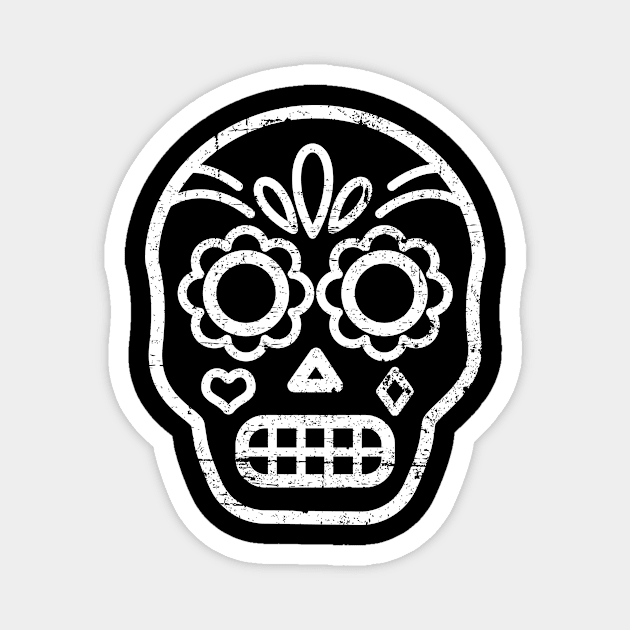 Sugar Skull - white design Magnet by verde