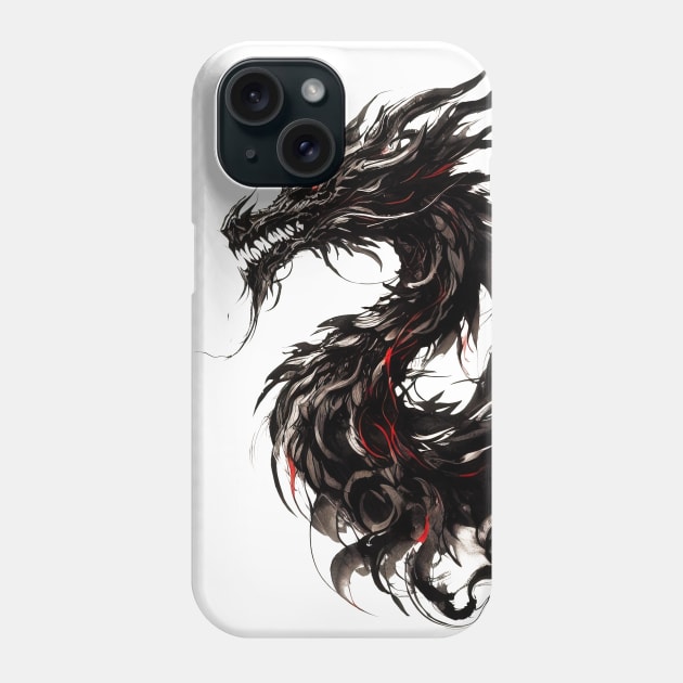 Japanese dragon painted in ink Phone Case by T-Shirt Paradise