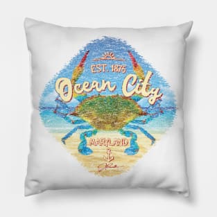 Ocean City, Maryland, Blue Crab on Beach Pillow