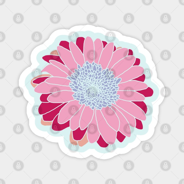 Painted Daisy Flower in Pink and Blue Graphic Magnet by ellenhenryart