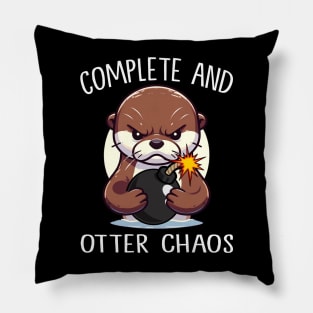 Complete And Otter Chaos Elegance, Tee Talk Triumph for Wildlife Lovers Pillow
