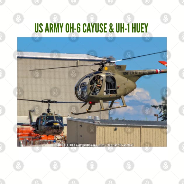 US Army OH-6 Cayuse and UH-1 Huey by acefox1