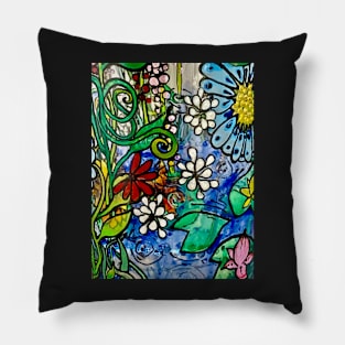 Water Garden By Julie Ann Stricklin Pillow