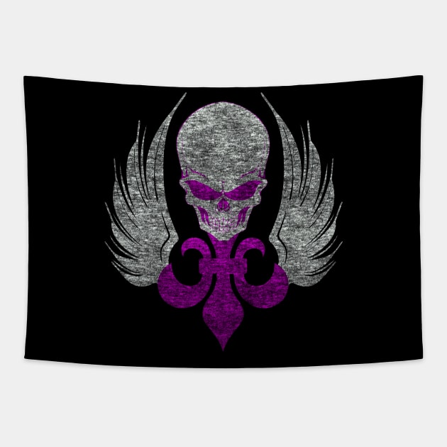 Skull De Lis Distressed Option Tapestry by machmigo