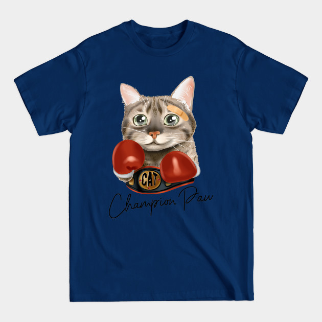 cat with boxing gloves and champion belt - Catshirt - T-Shirt