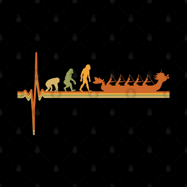 Dragon Boat Evolution Heartbeat Retro Vintage by Shirtbubble