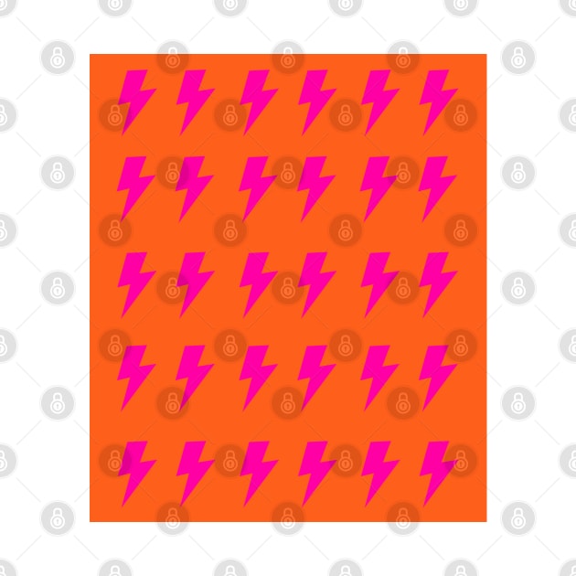 Hot Pink Lightning Pattern on Orange by OneThreeSix